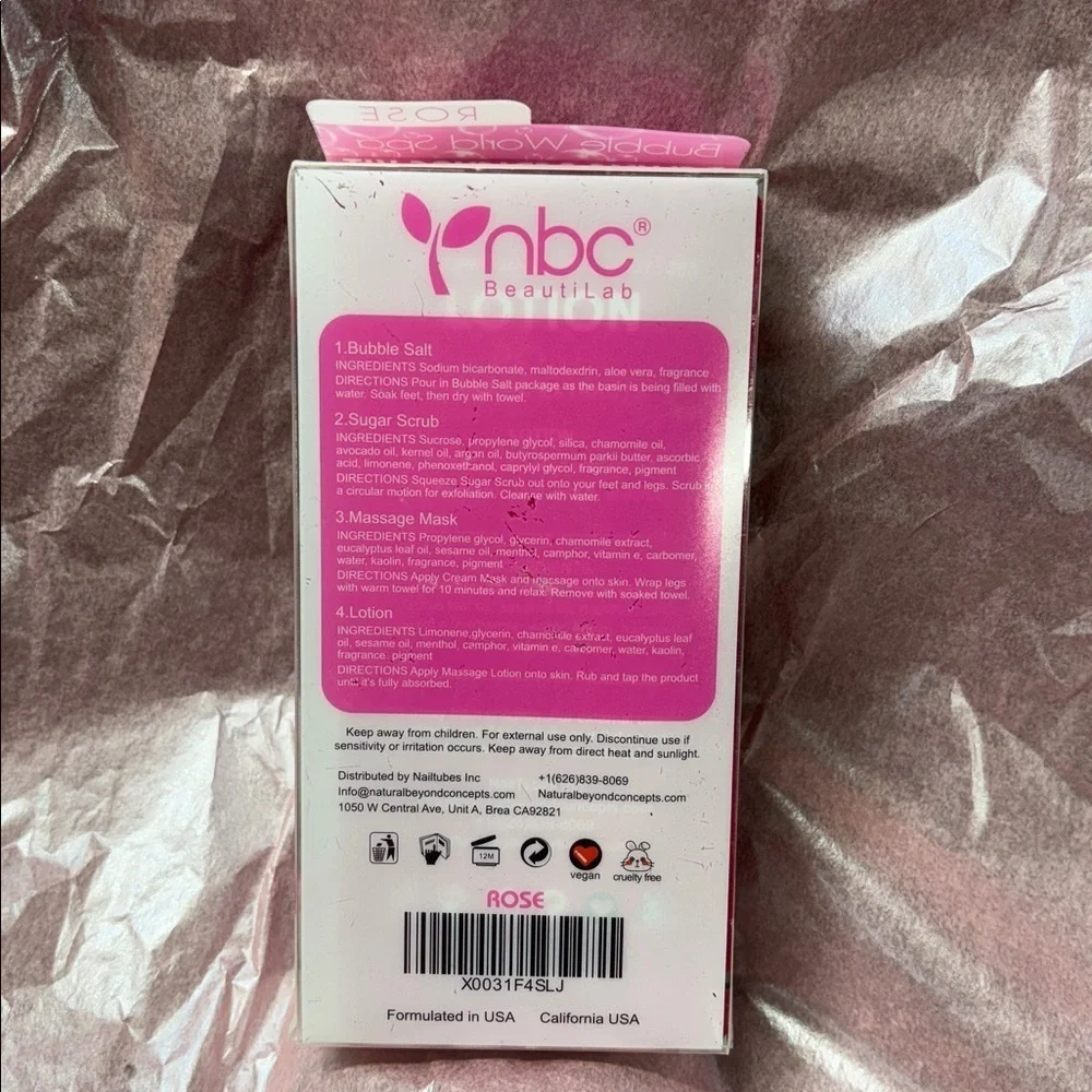 NBC beautilab Bubble Spa Rose Bubble salt ,massage mask,sugar scrub, lotion set